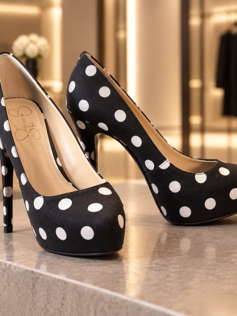 Jessica Simpson Polka Dot Platform Stiletto Pumps Heels - Size 7.5